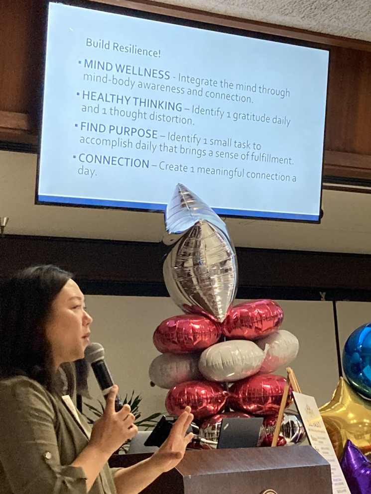 Dr. Angela Yi, neuropsychologist, speaks at Pomona Valley Hospital's Stroke Awareness Day 2022
