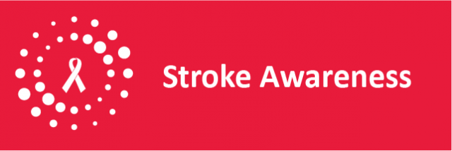 Stroke Awareness red banner with white dots